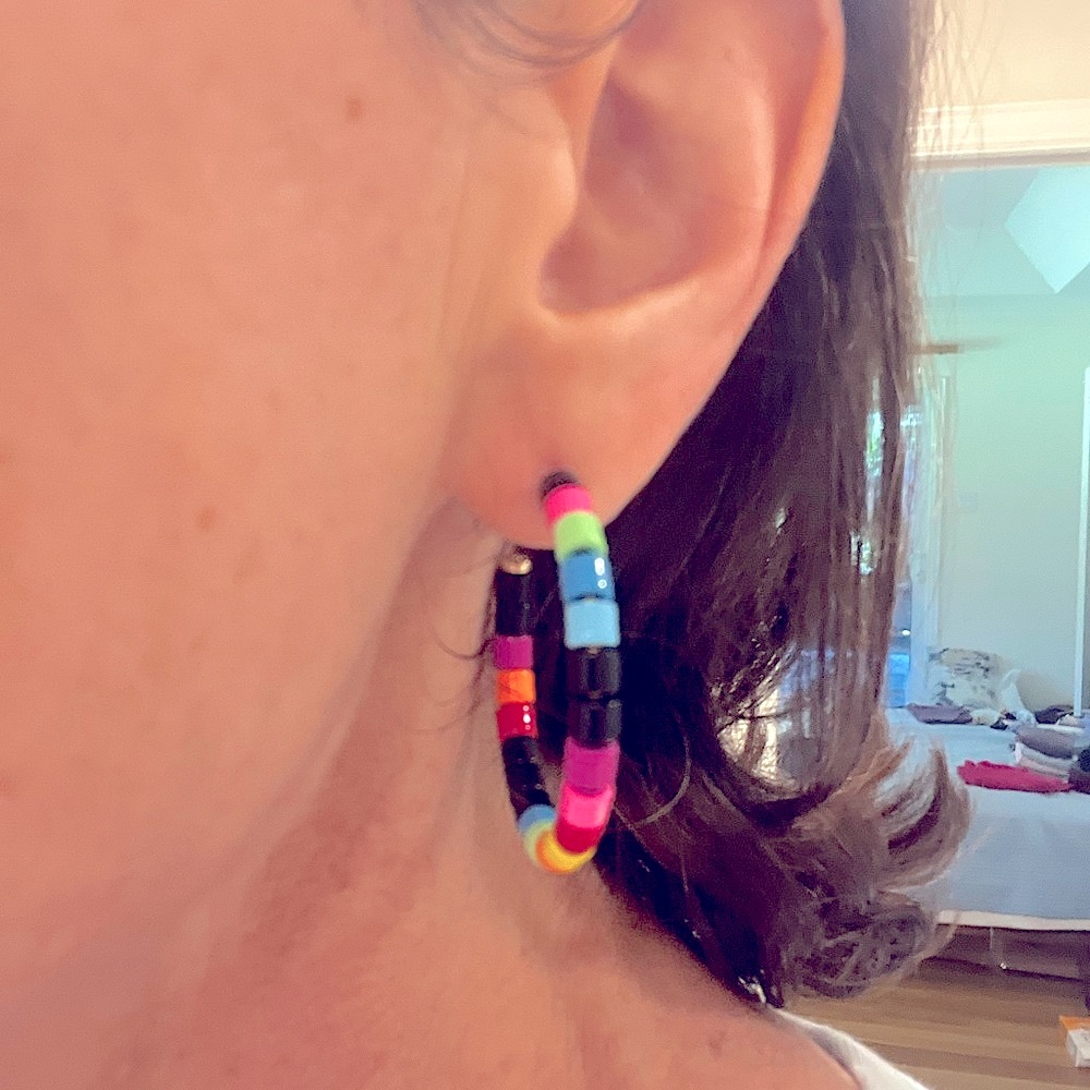 Roxanne Assoulin Midnight Rainbow Hoop Earrings - Picture 5 of 5